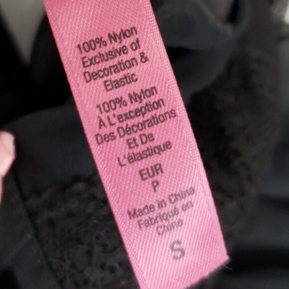 Vintage Betsey Johnson Intimates Babydoll Negligee Size S Black Sheer Pink Bows - Picture 7 of 10